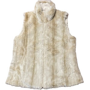 Kristen Blake faux fur vest, reversible, tan, size Small